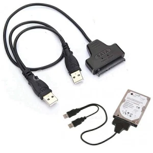 USB 2.0 to 2.5inch HDD 7+15pin SATA Hard Drive Cable Adapter For SATA SSD & HDD - Photo 1/7
