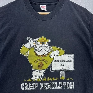 Camisa Negra Camp Pendleton Marine Bulldog De Colección Talla L Hecha en EE. UU. Puntada Única Años 80 - Imagen 1 de 7