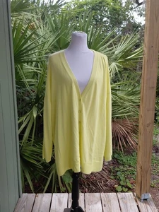 Talbots Sweater Womens 3X Yellow Button Front Cardigan Preppy - Picture 1 of 15