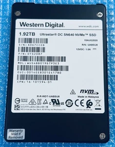 Western Digital UltraStar DC SN640 1.92TB NVMe SSD 2.5" 0TS2087 WUS4BB019D7P3E3 - Afbeelding 1 van 2