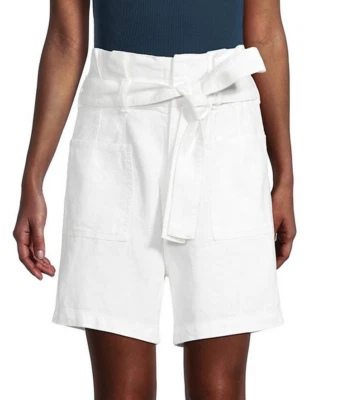 Pantalones Cortos Joe's Jeans The Army Bolsa de Papel Mezcla de Lino Blanco Nuevo con Etiquetas $148 Foto 1 de 4