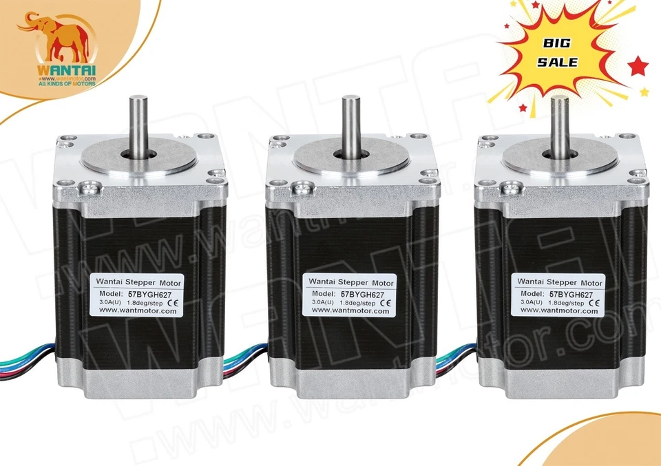 3PCS Stepper Motor 190N.cm 3.0V 3.0A 56.4x76mm φ6.35mm shaft 2Phase 18°BIG SALE！ - Image 1 of 4