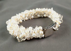 Pearl Bracelet Quartz Crystal Chips Sterling Silver Cultured Pearls 8 1/2 in 158