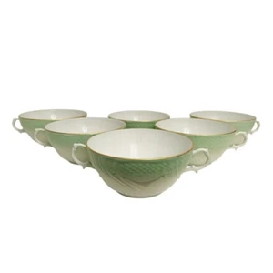 🟠Vecchio Ginori 6 tazze consommé porcellana raro decoro verde Richard Ginori - Foto 1 di 6