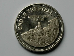 Edmonton AB CANADA 1975 Trade DOLLAR Token with Locomotive at Strathcona Station - Picture 1 of 2