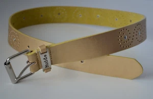 Mudd Women's Light Gold Swirl Perforated Studded Genuine Leather Belt S /M B891M - Picture 1 of 8