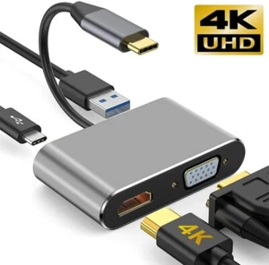 Type C To HDMI cable/adapter 4k*2k 4 in 1 Type C To VGA 3.0 USB C PD HUB - Picture 1 of 7