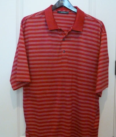 Bobby Jones Golf Shirt ..XL..Red with white stripes .. NWOT Cover