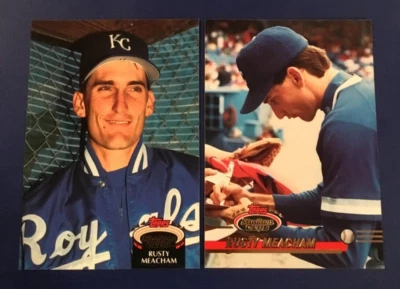 1992 & 1993 Topps Stadium Club #439 #768 RUSTY MEACHAM Lot 2 w Rookie Royals $$ - Image 1 of 2
