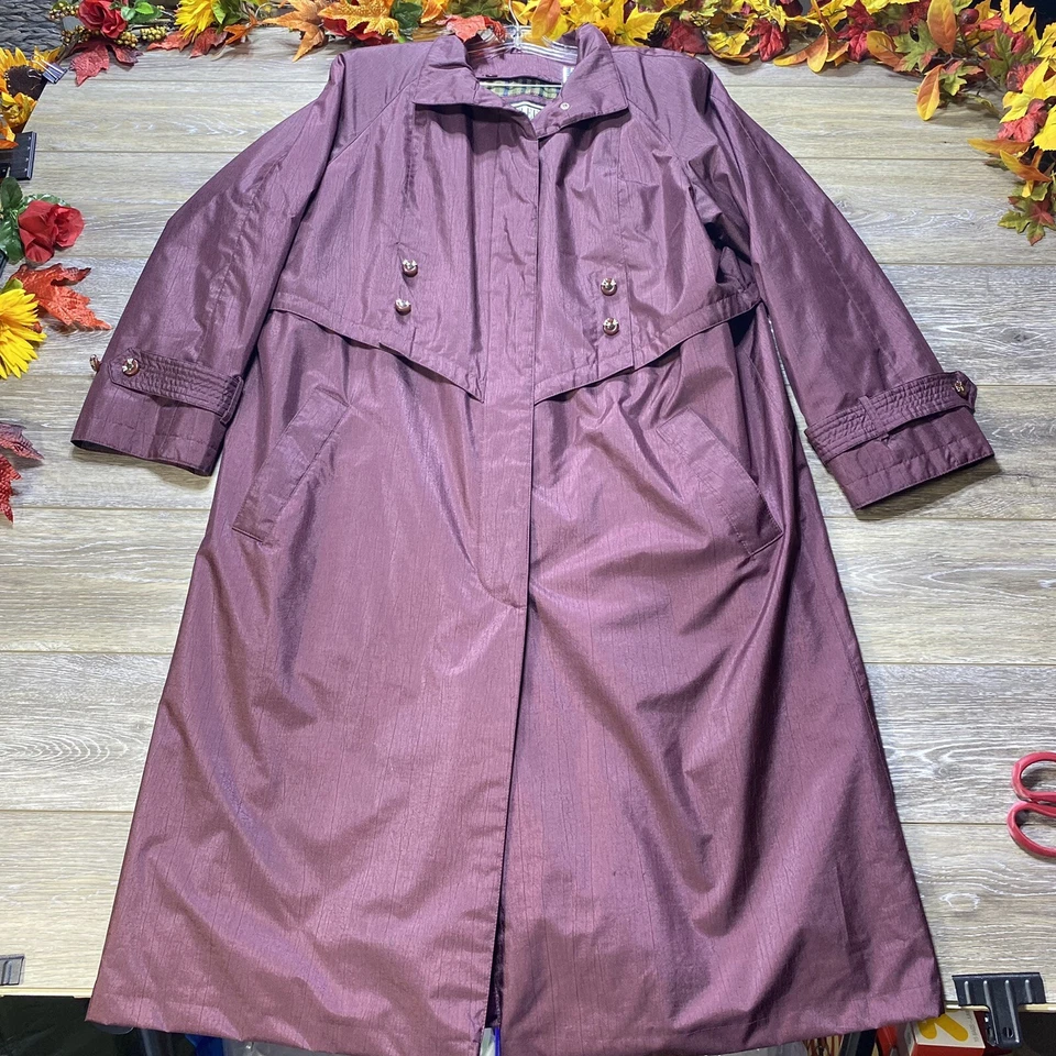 Vintage Rain Coat Size 12 Large Maroon Red Long Length Lined Jacket Fleet Street - Image 1 of 4