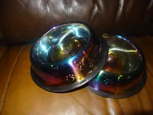 Iridescent Rainbow Pet/ Dog Bowl Set of 2 - Heavy Duty / Metal - Picture 1 of 4