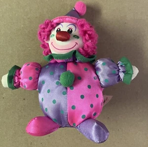 Vintage Russ Berrie Corky Jr Clown Around Doll Toy Plush Purple PinkYarn Hair 6" - Picture 1 of 2