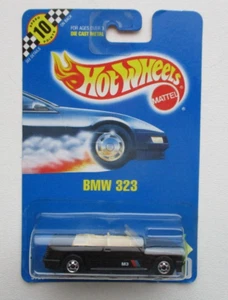 1991 Hot Wheels BLACK BMW 323 #150 Blue Card 6 Spoke Wheels vtg NICE speed point - Picture 1 of 3