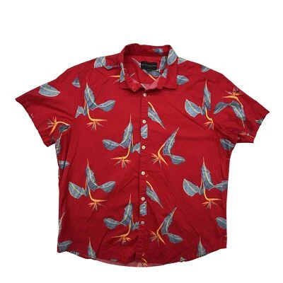 Рубашка мужская No Boundaries размер XL красная гавайская Aloha с цветочным принтом птица короткий рукав - Изображение 1 из 4