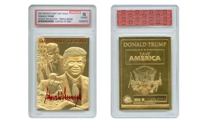 DONALD TRUMP S/N 5000 Triple Image SIGNATURE Series 23K GOLD Card - GEM-MINT 10 - Picture 1 of 3