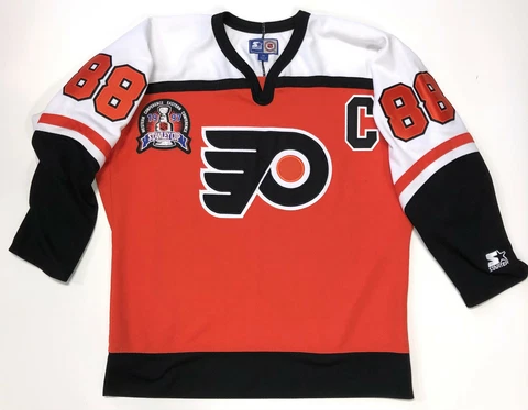 ERIC LINDROS PHILADELPHIA FLYERS ORANGE 1997 STANLEY CUP STARTER JERSEY MEDIUM Cover