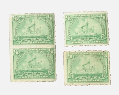 US SC RB20 TAX REVENEU PROPRIETARY STAMPS mint NH 1898 OG lot of 4 - Image 1 of 2
