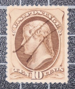 Scott 187 - 10 Cents Jefferson - Used - Nice Stamp - $45.00 - Picture 1 of 2