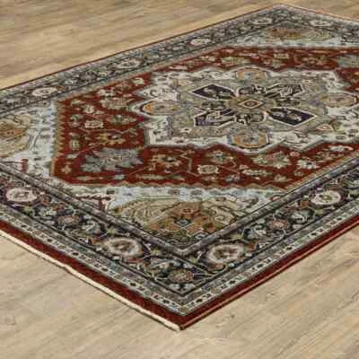 Area Rug 3'3"x5' Red Classic design oriental Heriz Kazak decorative 100x150 cm - Image 1 of 4