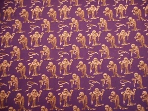 Halloween Quilt Fabric By The Yard Spooky Creepy Mummy on Purple Cotton C - Picture 1 of 2