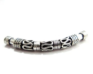 15 PCS 40X4MM COPPER BALI TUBE BEAD ANTIQUE STERLING SILVER PLATED 485 - Picture 1 of 1
