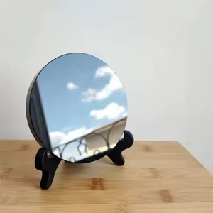 Natural Black Obsidian Mirror, Scrying Mirror, Healing Crystal,  With wood Stand - Picture 1 of 21