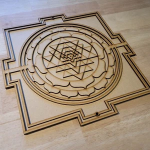 Large Wooden 3D Sri Yantra Symbol Wall Art Door Hanging Plaque Ready to Paint - Picture 1 of 9