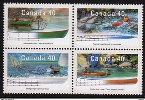 Canada 1991 Block of four stamps issued to celebrate Small Craft of Canada - Picture 1 of 1