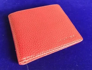 Vtg Laurige Textured Dk Red Leather Bifold ID Credit Card Coin Holder Wallet A56 - Picture 1 of 6