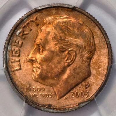 2003 PCGS MS65 Improperly Annealed Planchet Dime Mint Error Rare Copper Color - Image 1 of 4