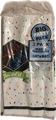 3 Pack Congrats Graduation Party Tablecloth Table Cover for Men Women, 54 x 108" - Image 1 of 4