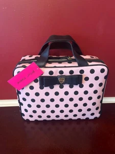 New Betsey Johnson Pink/Black Polka Dot Weekender Bag - Top Handle, Faux Leather - Picture 1 of 5