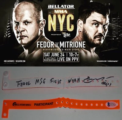 Fedor Emelianenko Signed Bellator MSG Fight Worn Used Credential BAS Beckett COA - Image 1 of 4