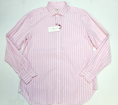 $360 New LUCIANO BARBERA Striped Cotton Button Sport Shirt Men's XL X-LARGE Pink - Image 1 of 4