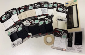 lot of silk & no stretch nylon beading thread; black, white, ecru - Picture 1 of 1