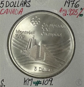 CANADA - 5 DOLLARS 1976 - Monnaie en argent - J.O de Montréal 1976 // SUP (REF 2 - Picture 1 of 2