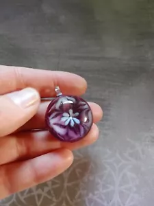 Vintage Pendelleuchte Kunsthandwerk Glas Blume Lila Boro Lampwork - Bild 1 von 8