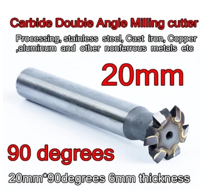 1pc thickness Carbide Double Angle Milling cutter  20mm*90 degrees 6mm - Image 1 of 2