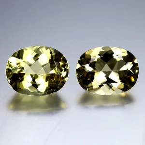4.78 ct(2pcs) PAIR Oval (10.23 x 8.10 mm) Natural Yellow Heliodor Beryl - Picture 1 of 3