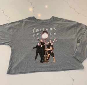 Friends Tee T Shirt Women’s Size XL Boxy Cropped TV Hit Show Light Gray - Picture 1 of 12