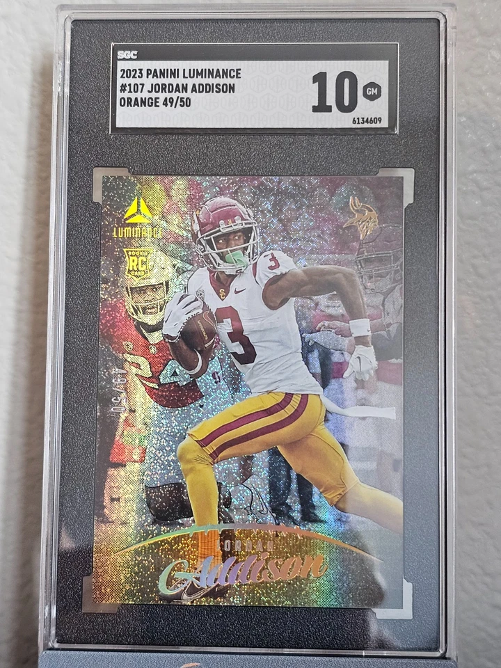 2023 Panini Luminance #107 Jordan Addison Orange /50 Gem Mint RC Vikings Trojan  - Image 1 of 3