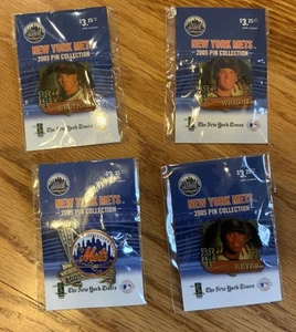 2005 New York Times New York Mets 4 Pins.  NY METS, BELTRAN,WRIGHT,REYES. MOC - Picture 1 of 4