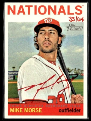 2013 Topps Heritage Real One Autographs Red Ink Mike Morse Auto 35/64 Washington Foto 1 de 2