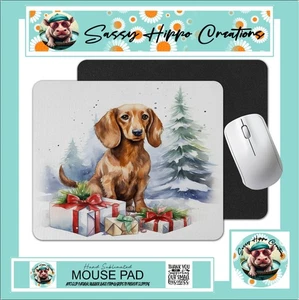 Mauspad entzückender Dackel Welpe Hund Weihnachten Antirutsch Rücken leicht zu reinigen - Bild 1 von 4