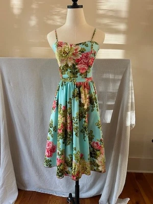 Vestido Solero Vintage Bernie Dexter Floral Ajuste y Estilo Algodón Midi Talla XS Foto 1 de 4