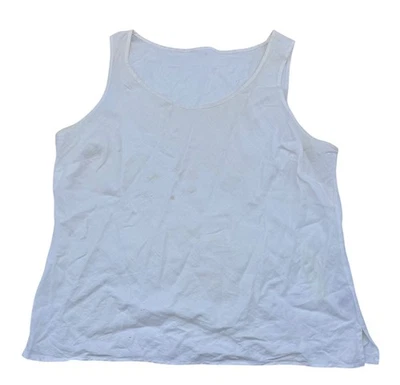 Kate Hill 100% Linen Tank Top Blouse Sleeveless Plus Woman's Size 1X ? White - Image 1 of 4