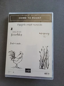 Juego de estampillas de goma Stampin Up Home To Roost frases de hierba silvestre de gallo en estuche - Imagen 1 de 3