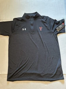 Camisa Pullover Texas Tech Red Raiders Para Hombres Grande Negra 1/4 Cremallera Manga Corta Simulada - Imagen 1 de 7