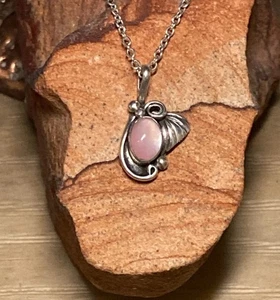 Zierlicher Old Pawn Sterlingsilber rosa MOP Anhänger 189" Halskette zierlich AN725-46 N - Bild 1 von 16