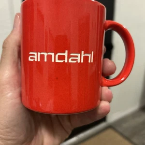 Etched Logo Vintage Gene Myron Amdahl Mainframe Computer IBM Coffee Cup - Picture 1 of 11